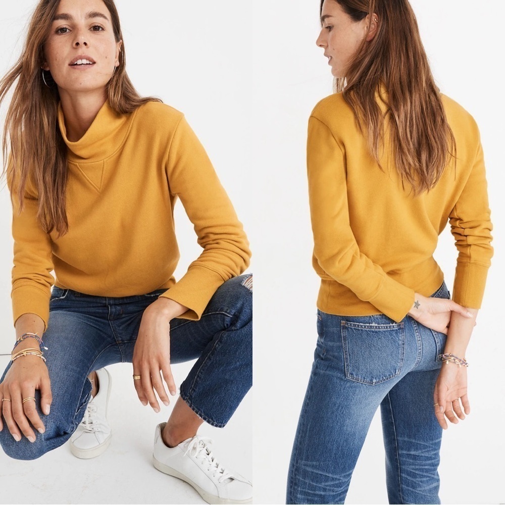NWT Madewell Cotton Turtleneck Sweatshirt in nectar gold Size: XXS
